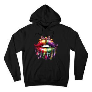 Happy Mardi Gras Carnival Party Beads Cute Lips Queen Louisiana Tall Hoodie