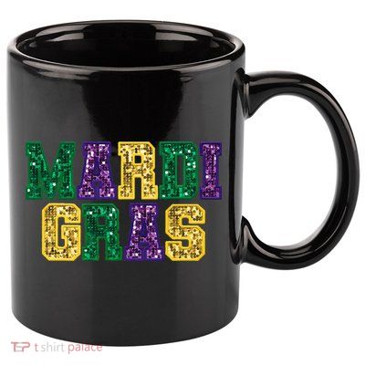 Happy Mardi Gras Carnival Fat Tuesday Fleur De Lis 11oz C Handle Ceramic Mug