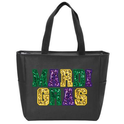 Happy Mardi Gras Carnival Fat Tuesday Fleur De Lis Zip Tote Bag