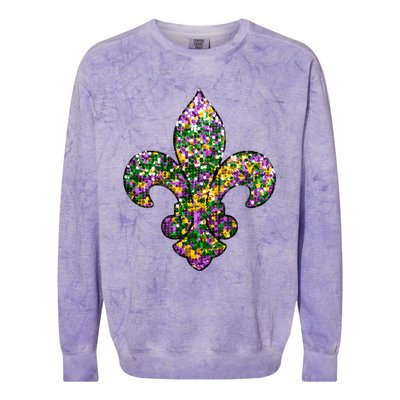 Happy Mardi Gras Carnival Fat Tuesday Fleur De Lis Colorblast Crewneck Sweatshirt