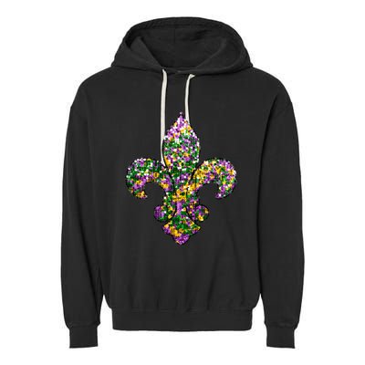 Happy Mardi Gras Carnival Fat Tuesday Fleur De Lis Garment-Dyed Fleece Hoodie