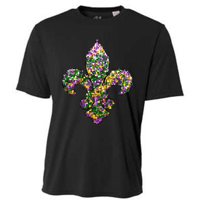 Happy Mardi Gras Carnival Fat Tuesday Fleur De Lis Cooling Performance Crew T-Shirt