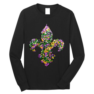 Happy Mardi Gras Carnival Fat Tuesday Fleur De Lis Long Sleeve Shirt