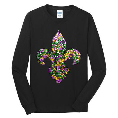 Happy Mardi Gras Carnival Fat Tuesday Fleur De Lis Tall Long Sleeve T-Shirt