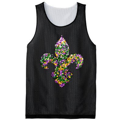 Happy Mardi Gras Carnival Fat Tuesday Fleur De Lis Mesh Reversible Basketball Jersey Tank