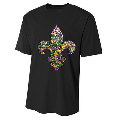 Happy Mardi Gras Carnival Fat Tuesday Fleur De Lis Performance Sprint T-Shirt