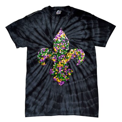 Happy Mardi Gras Carnival Fat Tuesday Fleur De Lis Tie-Dye T-Shirt