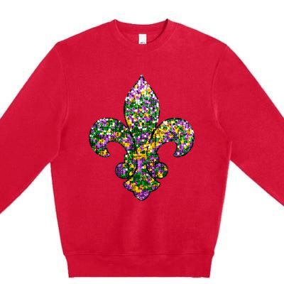 Happy Mardi Gras Carnival Fat Tuesday Fleur De Lis Premium Crewneck Sweatshirt