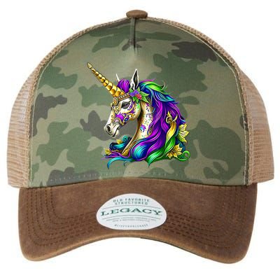 Happy Mardi Gras Unicorn Legacy Tie Dye Trucker Hat