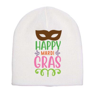 Happy Mardi Gras Short Acrylic Beanie