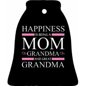 Happiness Mom Grandma Great Grandma Ceramic Bell Ornament