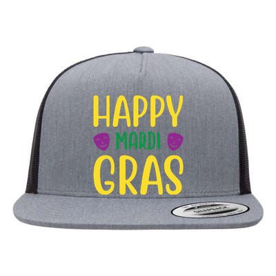 Happy Mardi Gras Flat Bill Trucker Hat