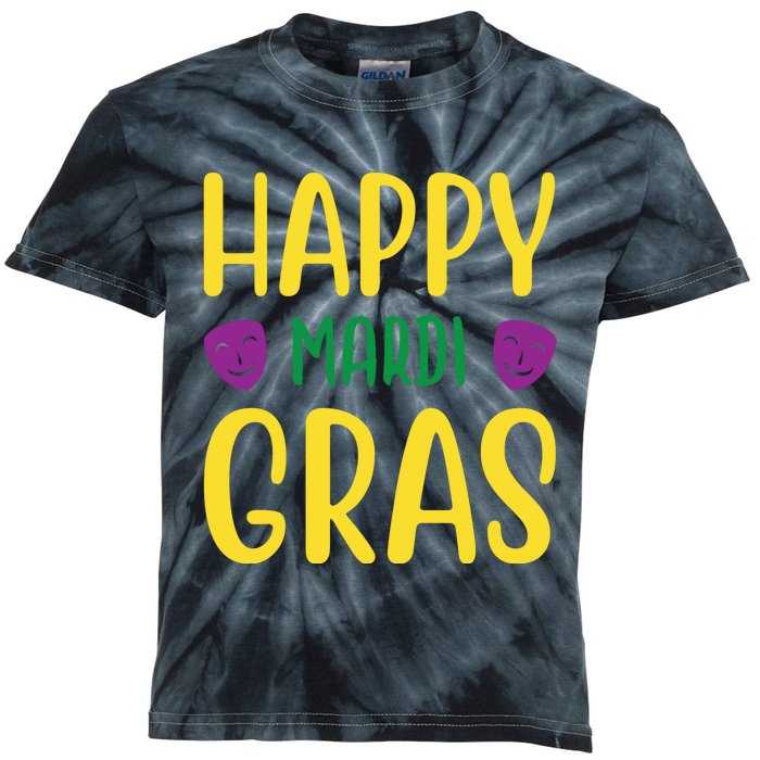 Happy Mardi Gras Kids Tie-Dye T-Shirt