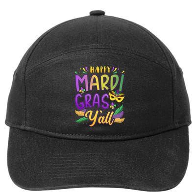 Happy Mardi Gras YAll With Mask For New Orleans Carnival 7-Panel Snapback Hat