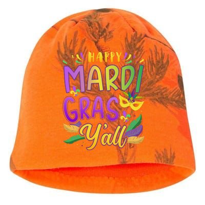 Happy Mardi Gras YAll With Mask For New Orleans Carnival Kati - Camo Knit Beanie