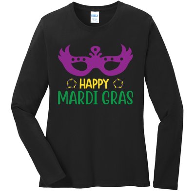 Happy Mardi Gras Ladies Long Sleeve Shirt