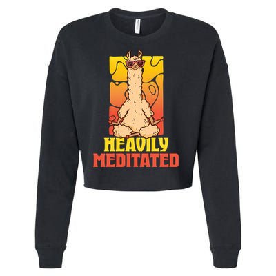 Heavily Meditated Great Gift Yoga Llama Gift Cropped Pullover Crew