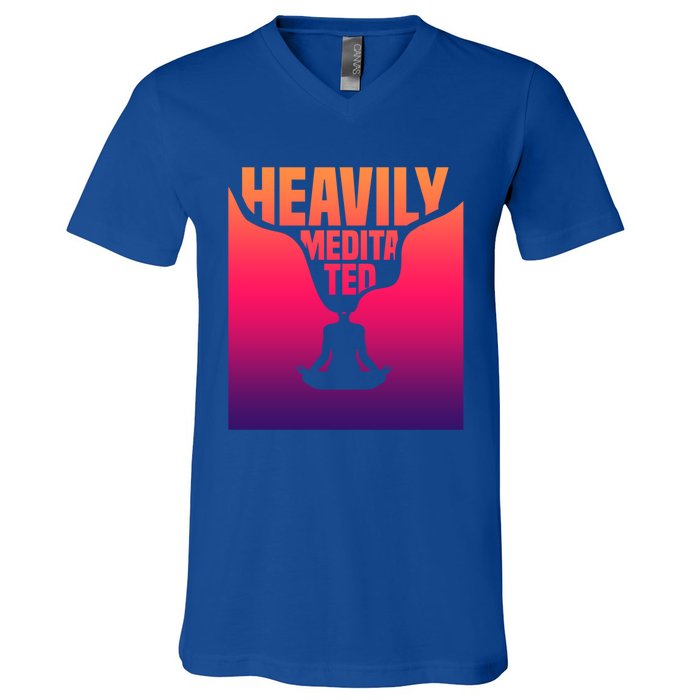 Heavily Meditated Great Gift Yoga Spiritual Meditation Great Gift V-Neck T-Shirt