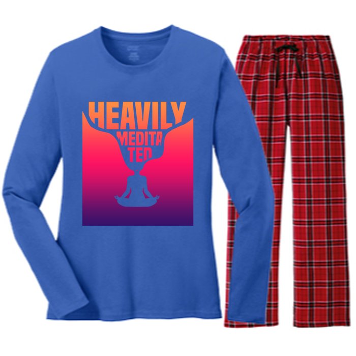 Heavily Meditated Great Gift Yoga Spiritual Meditation Great Gift Women's Long Sleeve Flannel Pajama Set 