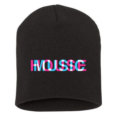 House Music Glitch Optical Illusion EDM Rave DJ Short Acrylic Beanie