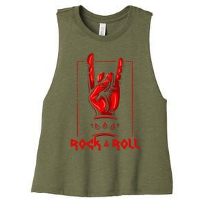 Heavy Metal Guitar Death Metal Rock N Roll Music Women's Racerback Cropped Tank