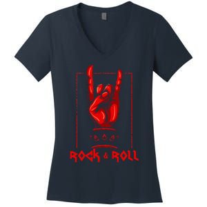 Heavy Metal Guitar Death Metal Rock N Roll Music Women's V-Neck T-Shirt