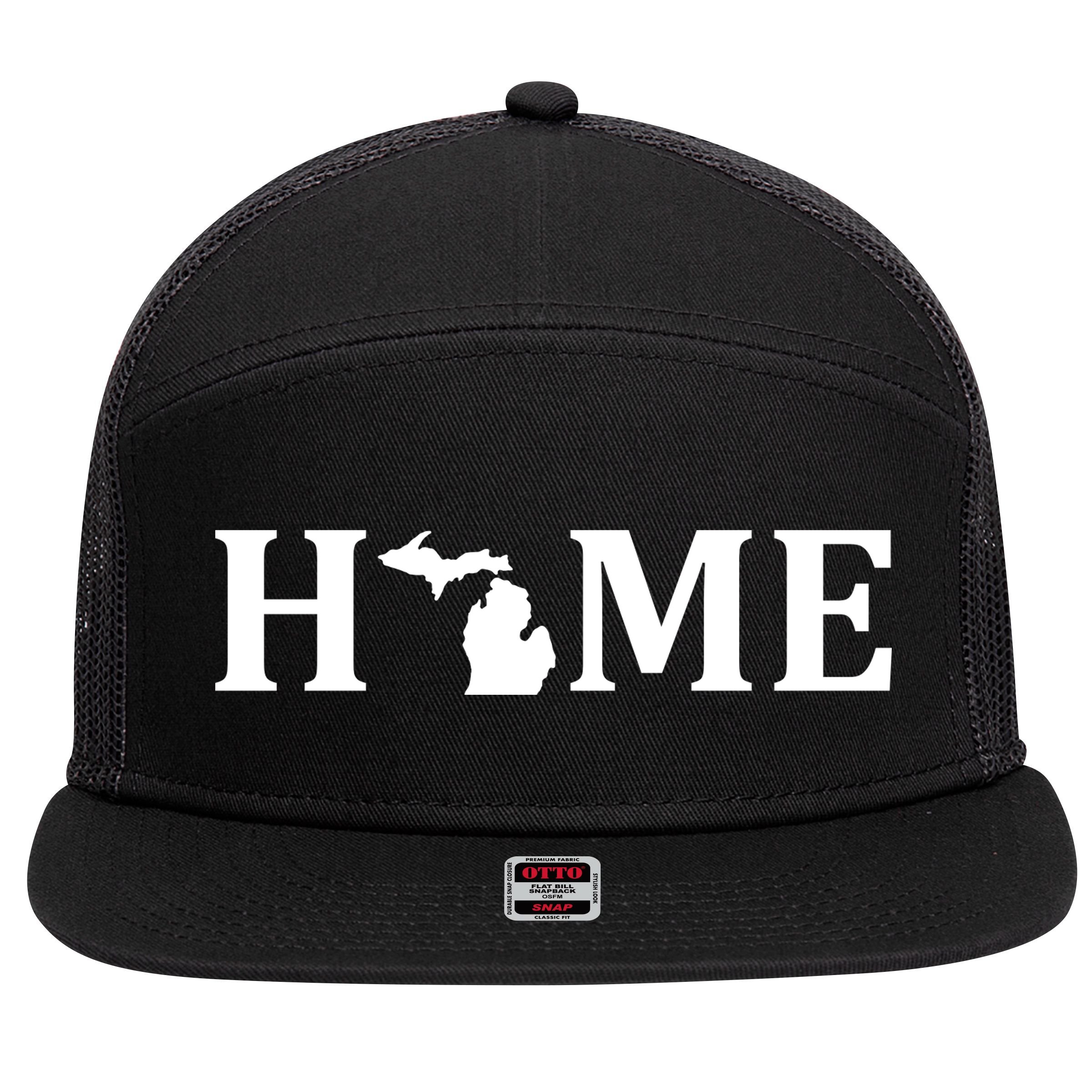 Home Michigan Great Lake State MI Est 1837 Home 7 Panel Mesh Trucker Snapback Hat
