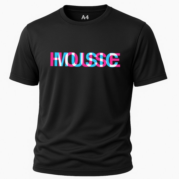 House Music Glitch Optical Illusion Edm Rave Dj Cooling Performance Crew T-Shirt