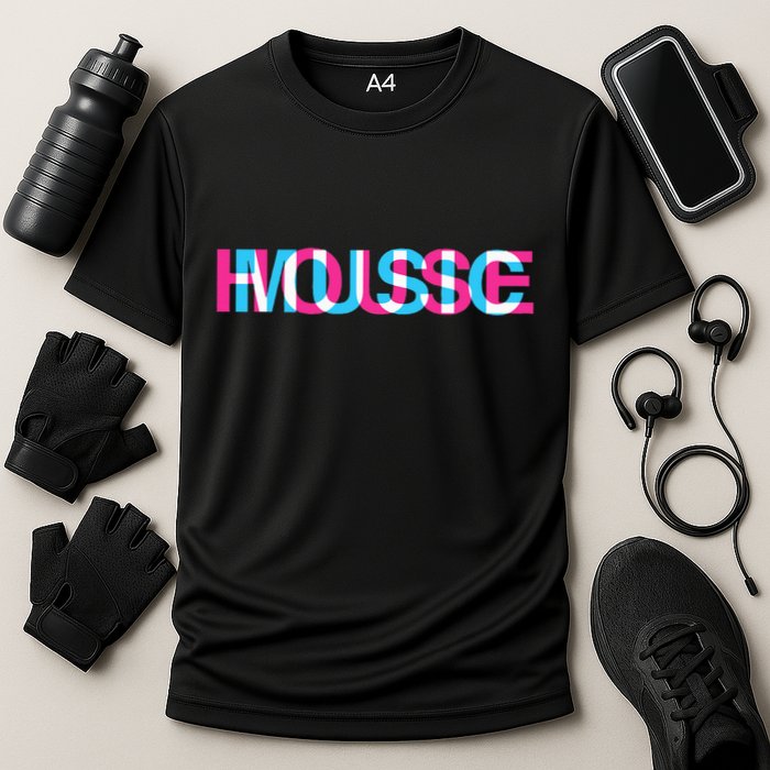 House Music Glitch Optical Illusion Edm Rave Dj Cooling Performance Crew T-Shirt