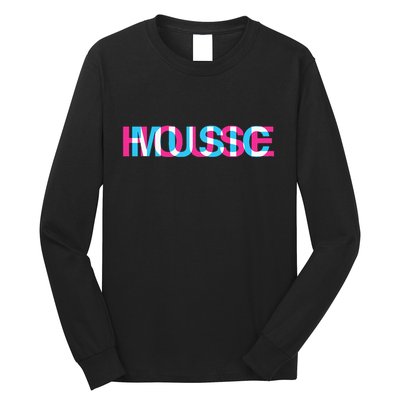 House Music Glitch Optical Illusion Edm Rave Dj Long Sleeve Shirt