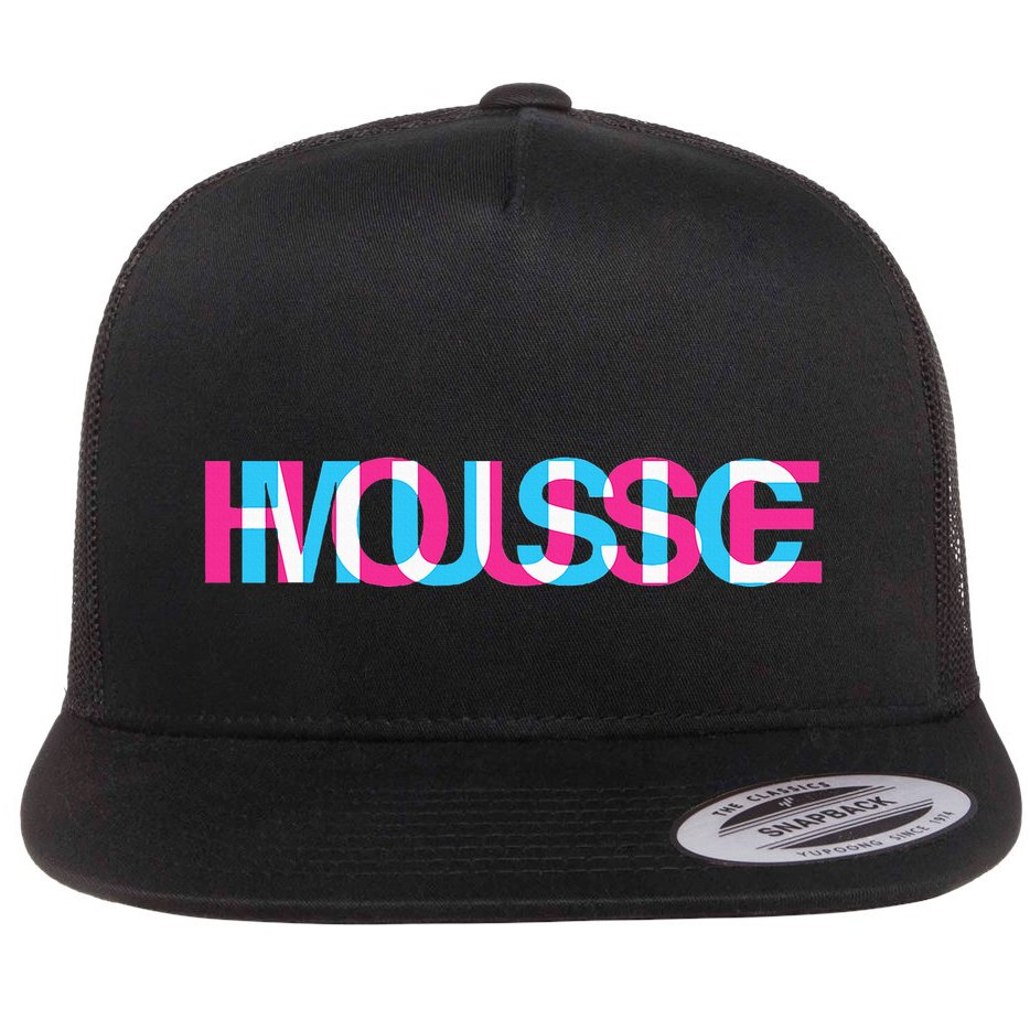 House Music Glitch Optical Illusion Edm Rave Dj Flat Bill Trucker Hat