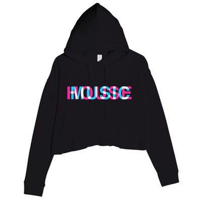House Music Glitch Optical Illusion Edm Rave Dj Crop Fleece Hoodie