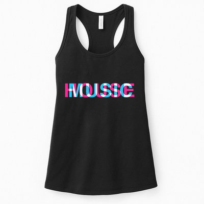 House Music Glitch Optical Illusion Edm Rave Dj Womens Tank Top