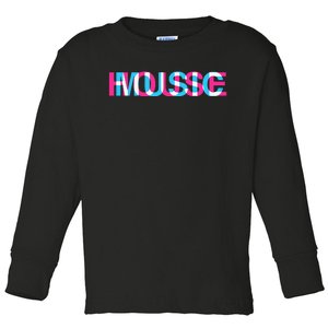 House Music Glitch Optical Illusion Edm Rave Dj Toddler Long Sleeve Shirt