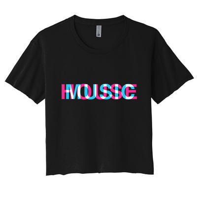 House Music Glitch Optical Illusion Edm Rave Dj Crop Top