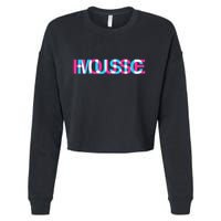 House Music Glitch Optical Illusion Edm Rave Dj Cropped Pullover Crew