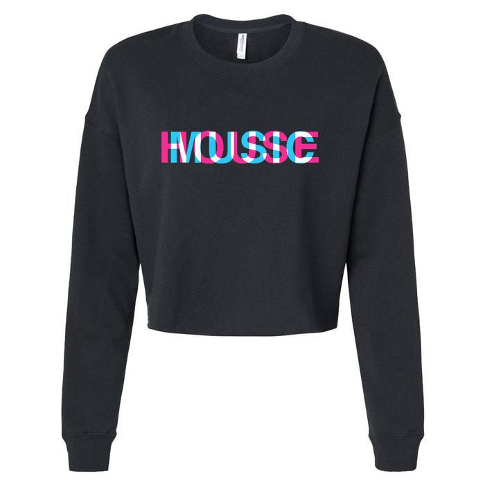 House Music Glitch Optical Illusion Edm Rave Dj Cropped Pullover Crew