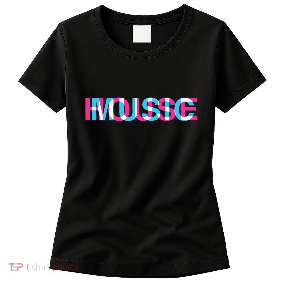 House Music Glitch Optical Illusion Edm Rave Dj Womens T-Shirt