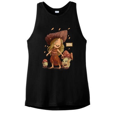 Happy Mushoroom Girl Ladies PosiCharge Tri-Blend Wicking Tank