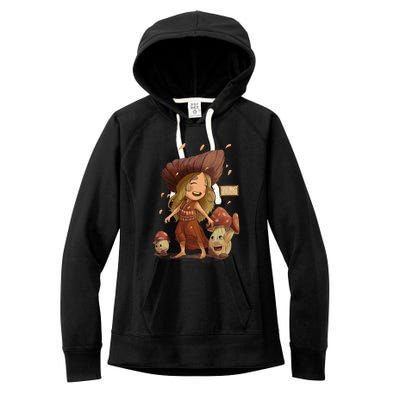 Happy Mushoroom Girl Women's Fleece Hoodie