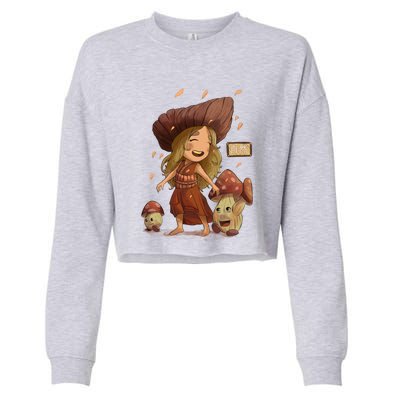 Happy Mushoroom Girl Cropped Pullover Crew