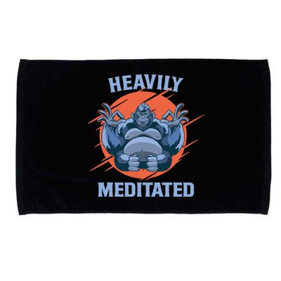 Heavily Meditated Gorilla Funny Yoga Meditation Funny Gift Microfiber Hand Towel