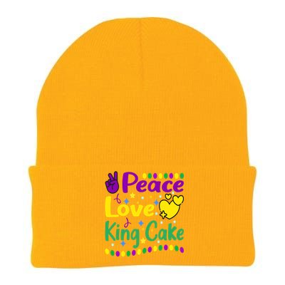 Happy Mardi Gras King Cake Peace Love Gift Knit Cap Winter Beanie