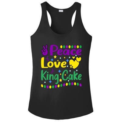 Happy Mardi Gras King Cake Peace Love Gift Ladies PosiCharge Competitor Racerback Tank