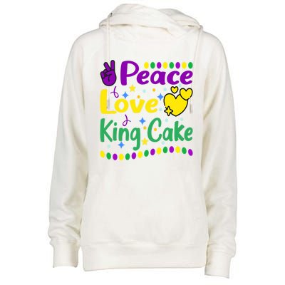 Happy Mardi Gras King Cake Peace Love Gift Womens Funnel Neck Pullover Hood