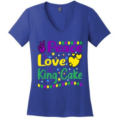 Happy Mardi Gras King Cake Peace Love Gift Women's V-Neck T-Shirt