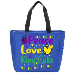 Happy Mardi Gras King Cake Peace Love Gift Zip Tote Bag