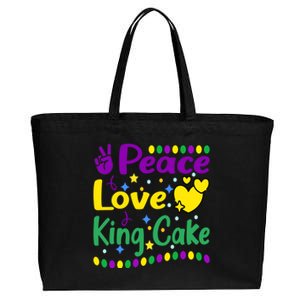 Happy Mardi Gras King Cake Peace Love Gift Cotton Canvas Jumbo Tote