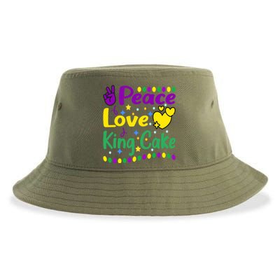 Happy Mardi Gras King Cake Peace Love Gift Sustainable Bucket Hat