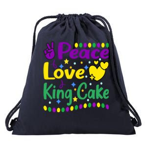 Happy Mardi Gras King Cake Peace Love Gift Drawstring Bag